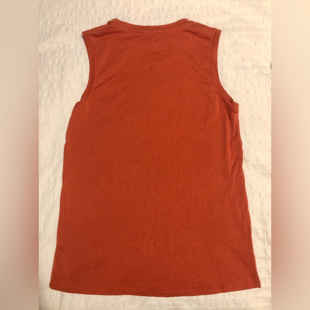 Quince Cotton Modal Muscle Tank T Shirt Burnt Sienna Orange Sleeveless Top sz S - Picture 3 of 8